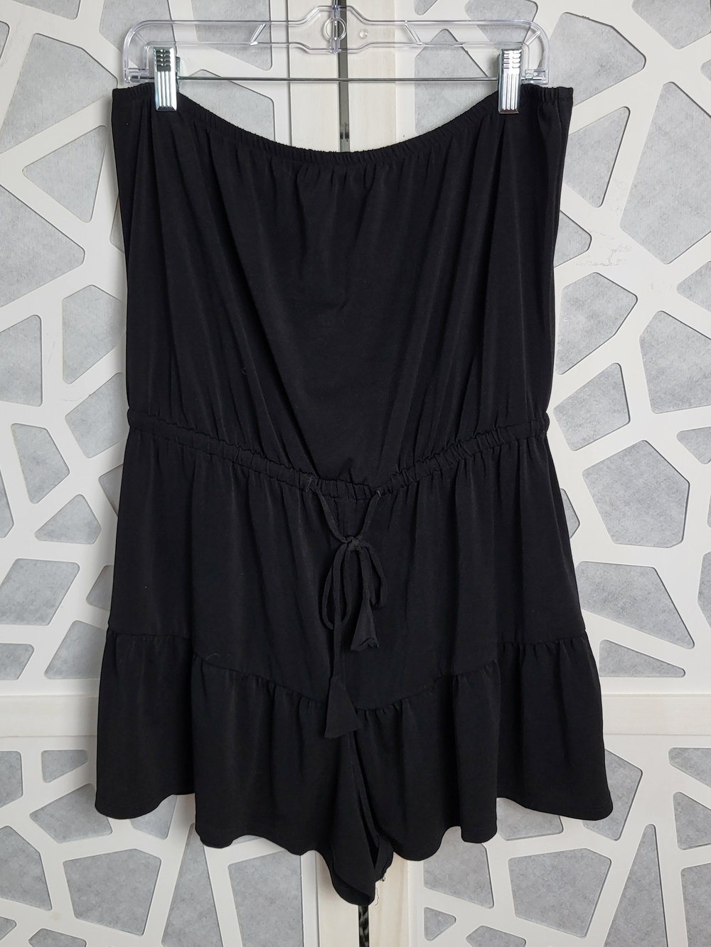 Express Black Strapless Romper with Elastic Top